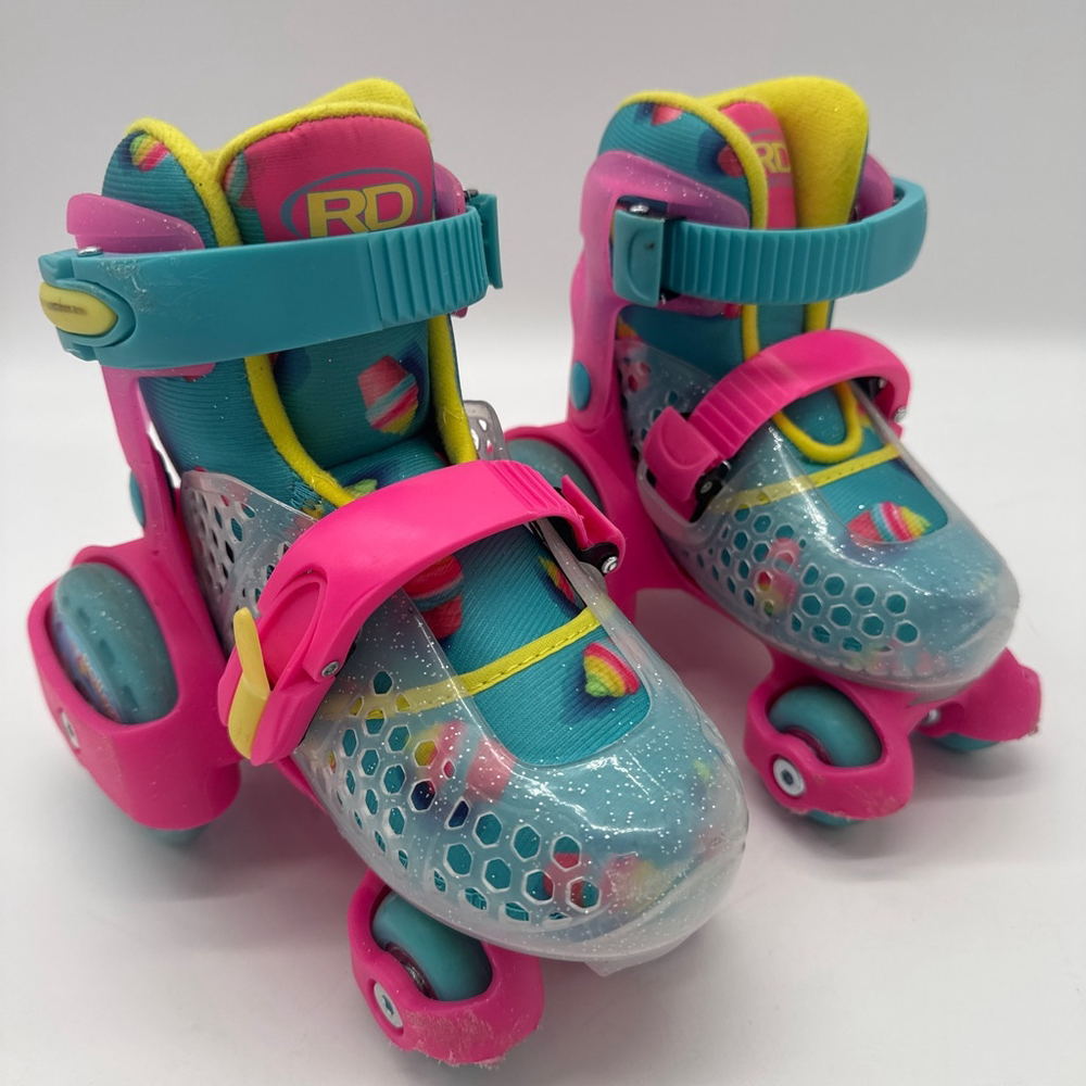 Girls RD Roller Skates Adjustable Size 7-11C Pink Blue